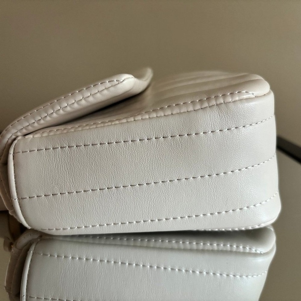 L.T.L‎ London Quilted Crossbody Bag Cream Gold Chain Shoulder Bag - Picture 11 of 12